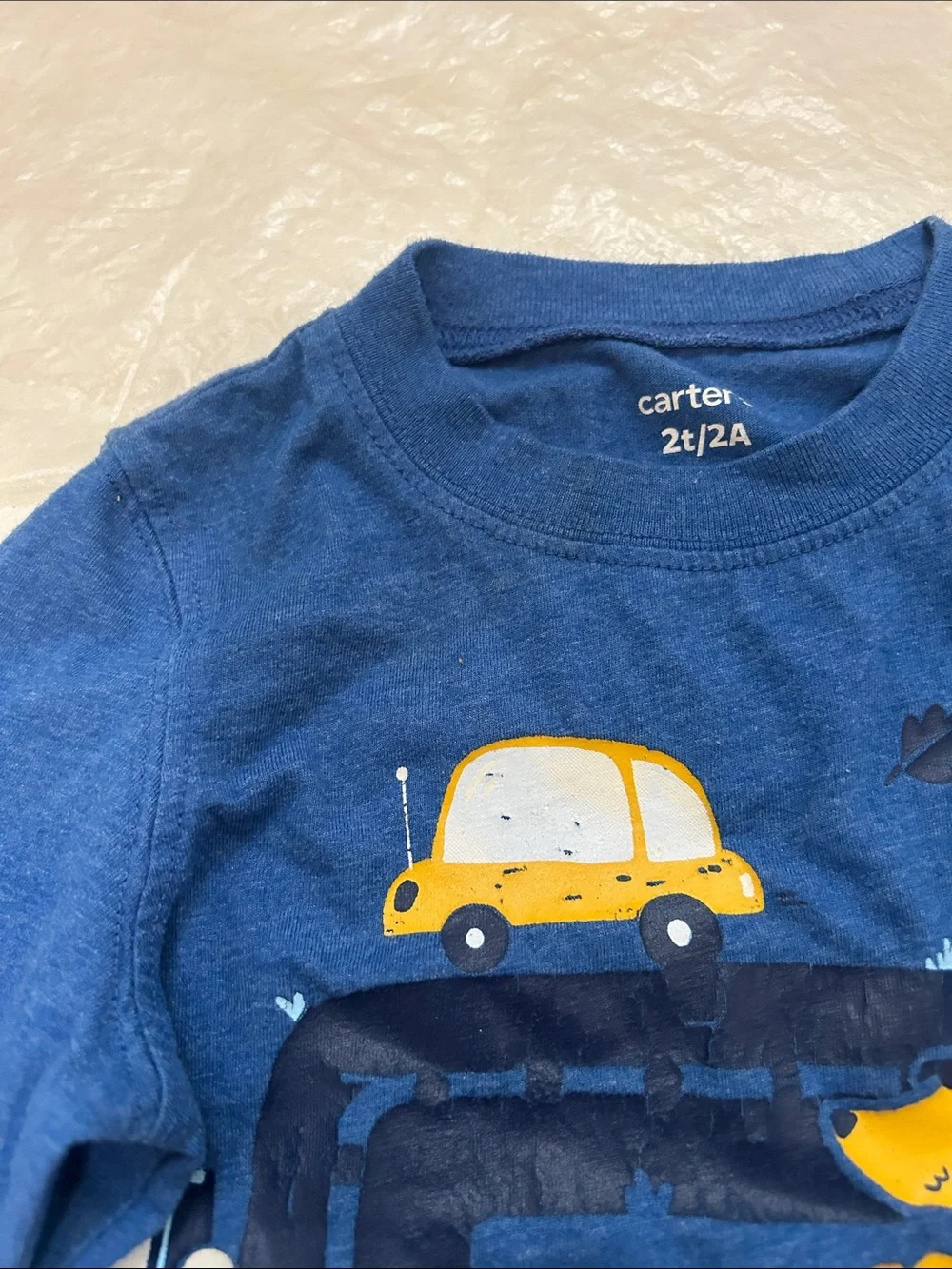 Cartier Blue Long Sleeve Tee with Yellow Car Graphic
